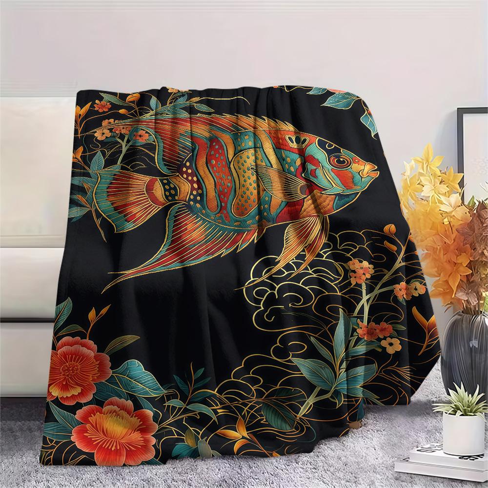 1PC Underwater World Print FlAannel Blanket, High Quality Comfortable for All Seasons, Home Decor, Warmth and Comfort
