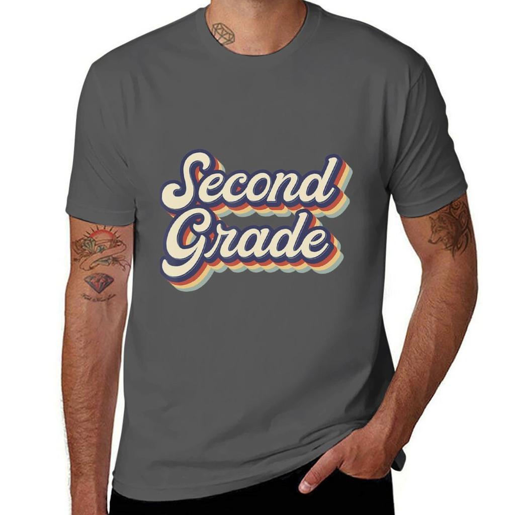 Second Grade Teacher Retro Vintage 2nd Grade Teacher Team Tshirt summer top graphics plus size tops t shirts men