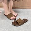 Design sense niche set toe pleated flat-bottomed slippers women's summer wear 2025 new Korean version casual soft-bottomed cool slippers