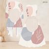 Women Plus Size Two Piece Set Geometric Printed Round Neck 3 4 Sleeve Open Cardigan Sleeveless Tie Waist Flared Dress