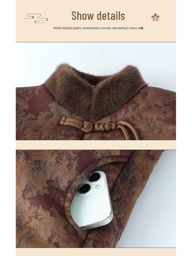 Autumn and Winter Plus Velvet Thickened Fashionable Outerwear for Middle-aged and Elderly Women