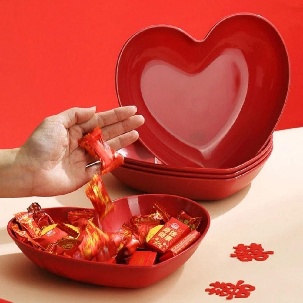 5/10Pcs Love Heart-Shaped Snack Candy Tray Small Dinner Plate Set Household Serving Plate
