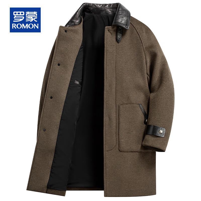 Romon Men's Cashmere Wool Blend Mid-Length Overcoat