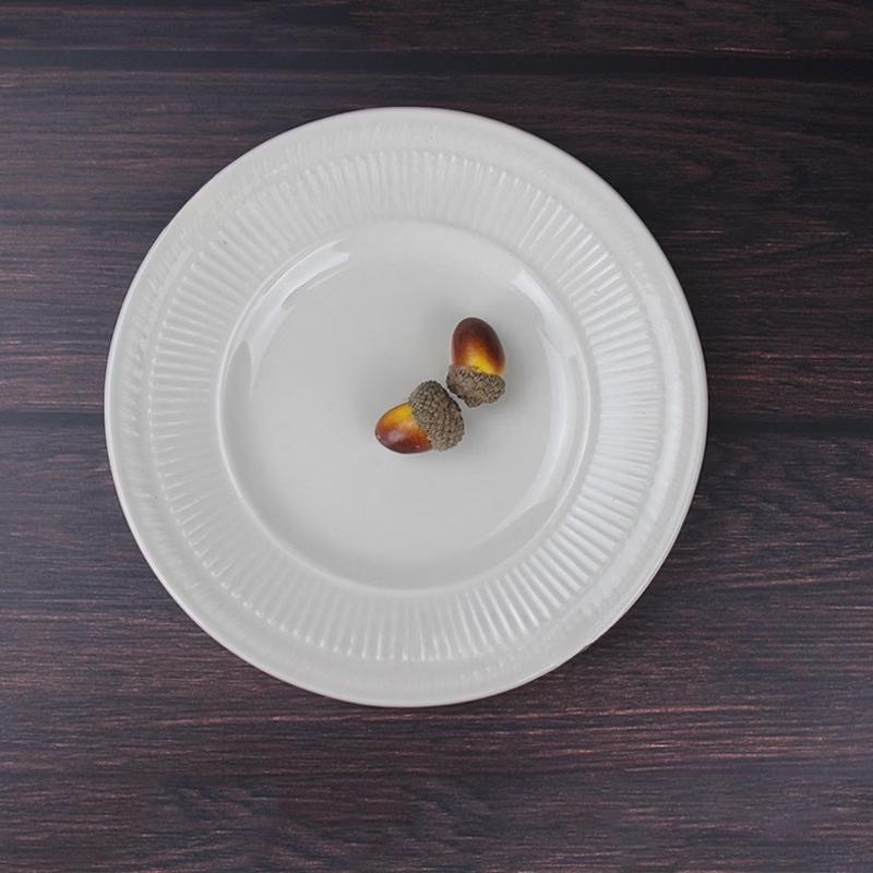 

Nordic Style Embossed Stripe Ceramic Dinner Plate