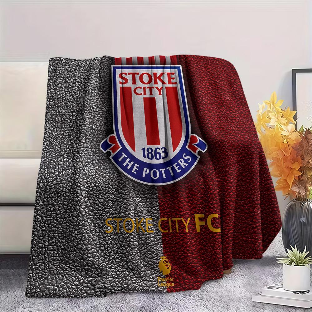 Stoke City Football Club Flanelldecke mit Aufdruck, Hohe Qualität, Bequem für alle Jahreszeiten, Heimdekoration, Wärme und Komfort