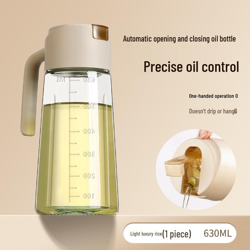 

Anti-Drip Glass Oil Dispenser with Automatic Open-Close, Leak-Proof Edible Oil & Soy Sauce Bottle, Food Grade.