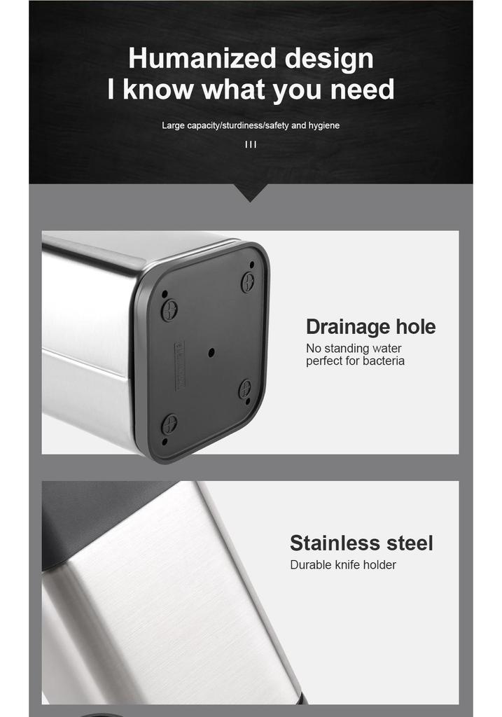 Multi-Functional Stainless Steel Knife Stand with Built-in Sharpener