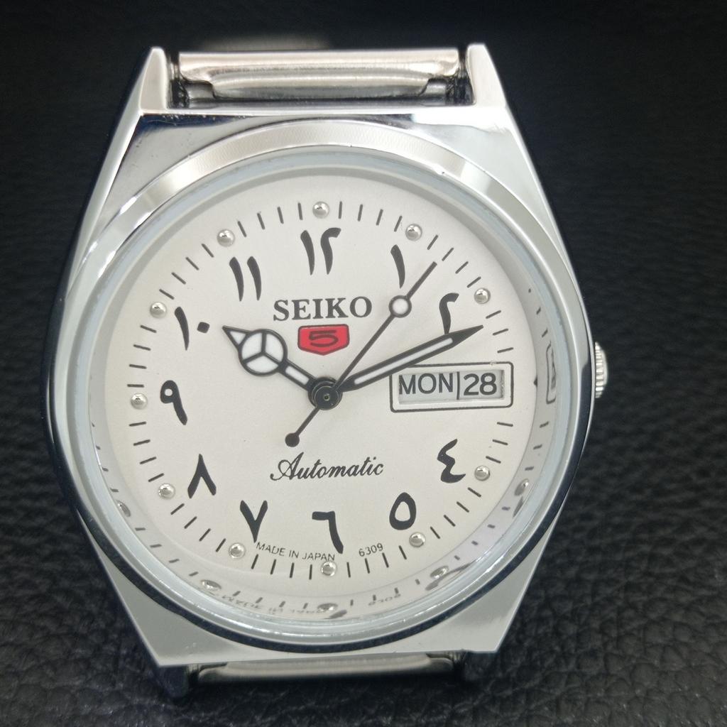 JAPAN VINTAGE REFURBISHED SEIKO 5 AUTOMATIC 6309A MENS WHITE WATCH a442574-1