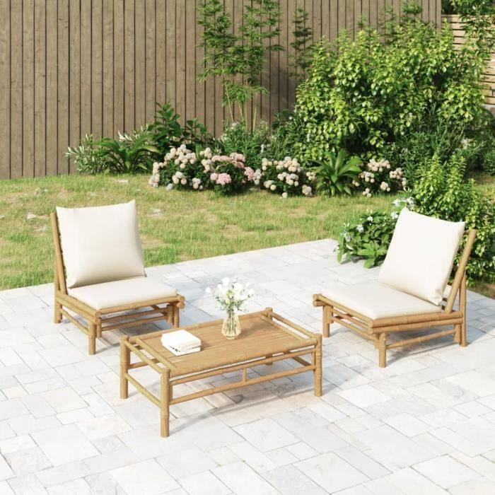 VidaXL Garden Chairs 2 Pcs with Cushions Cream White Bamboo 363455