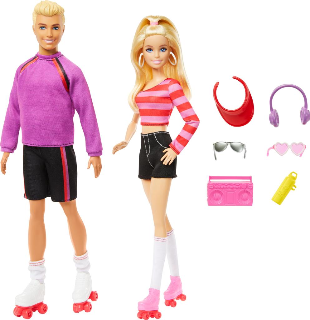 Barbie Fashionistas Set with 2 Fashion Dolls & 6 Accessories - Ken Roller Skating Fashion Doll 65th Anniversary Collection (Amazon Exclusive)