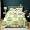 Animal Frogs Duvet Cover Set King Queen Size Green Lovely Cartoon Frog Bedding Set Boys Toad 2/3pcs Polyester Comforter Cover