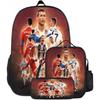 Conjunto de Mochila Escolar Infantil Estampada Cristiano Ronaldo Meninos Meninas 3 Peças Mochila de Tecido Oxford Com Lancheira Estojo