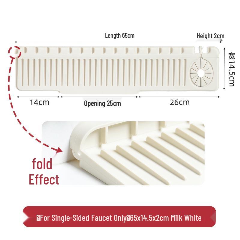 Silikonová odkapávací podložka pod baterii s bočním otvorem – Ochrana proti stříkající vodě do dřezu a podložka proti hromadění vody se spádovým odvodem.