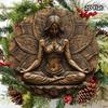 Vintage Yoga Theme Metal Wall Art Round Sign Meditation Lotus Flower Decor