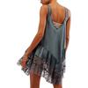 Abito da donna Abito da donna in tinta unita senza maniche con ricamo floreale in pizzo trasparente con patchwork di pizzo