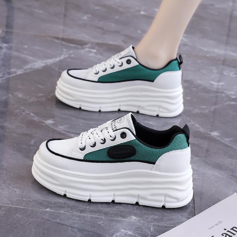 

Маленькие белые туфли на толстой подошве, женские, весна 2024, новые, женские туфли, повседневные, универсальные, для студентов, увеличивающие рост, туфли с большой головой 35 бежевый