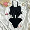 Girls Floral Print Two Piece Swimsuit Adjustable Straps Tankini Top with Decorative Front Detail and Matching Bottoms Lightweight Fabric