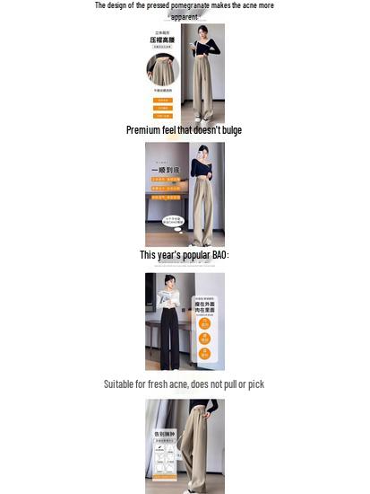 Pantalon d'automne 2026 pour femme, taille haute, jambe large, drapé, style chinois, couleur unie, coupe décontractée