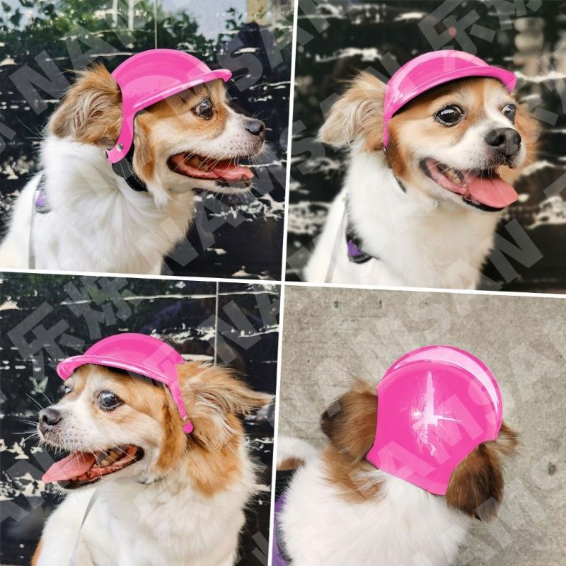 Pet Helmet Dogs Cats Sports Motorcycle Hat with Stretch Chin Rope Practical Pet Ridding Hat for Traveling Reusable