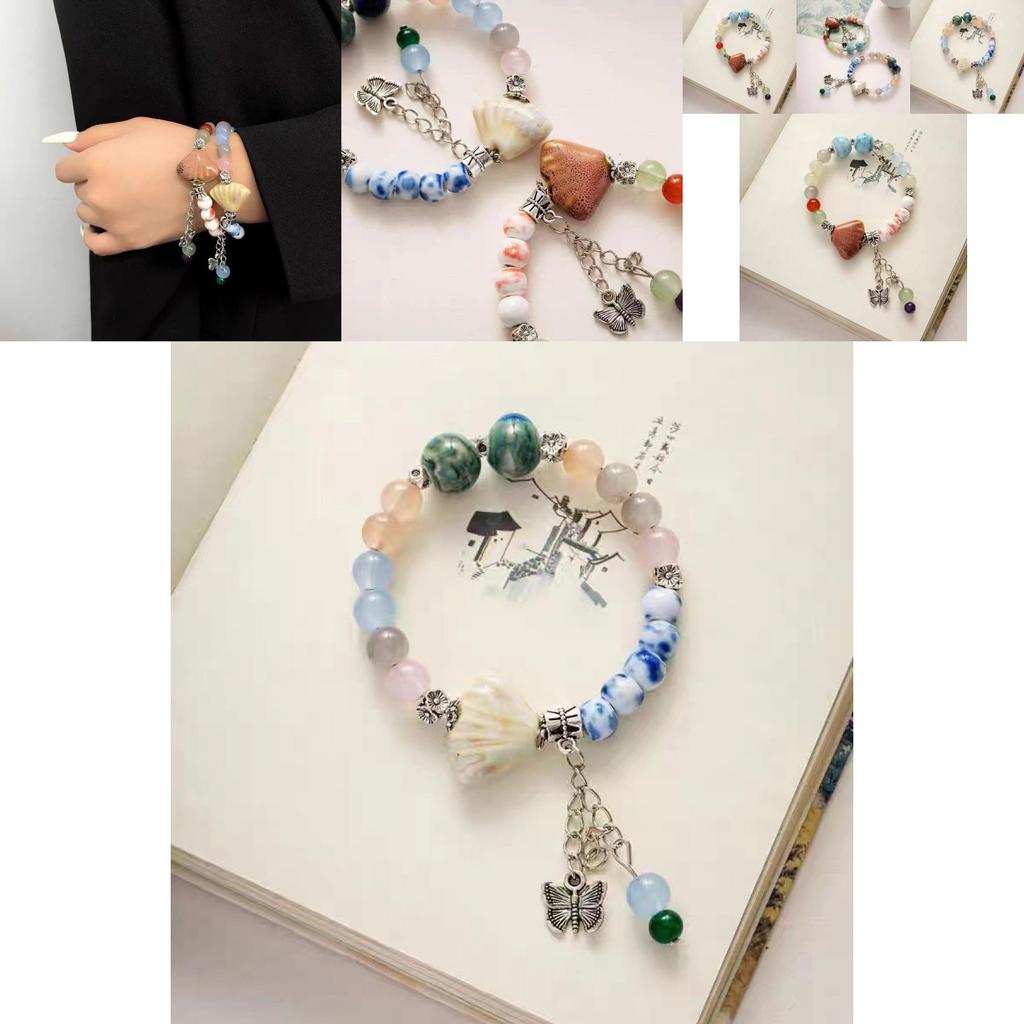 Minimalist Forest-style Butterfly Shell Bracelet New Oriental Ceramic Design