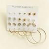 Rhinestone and Pearl Geometric Stainless Steel Earrings Set