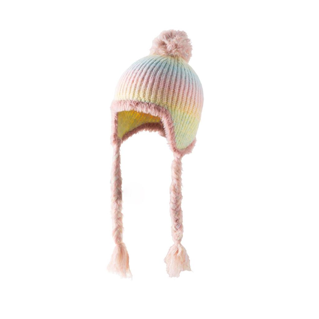 Thickened wool hat with hairball, ear protector, pullover, knitted hat for women, cute and warm in autumn and winter, Lei Feng hat