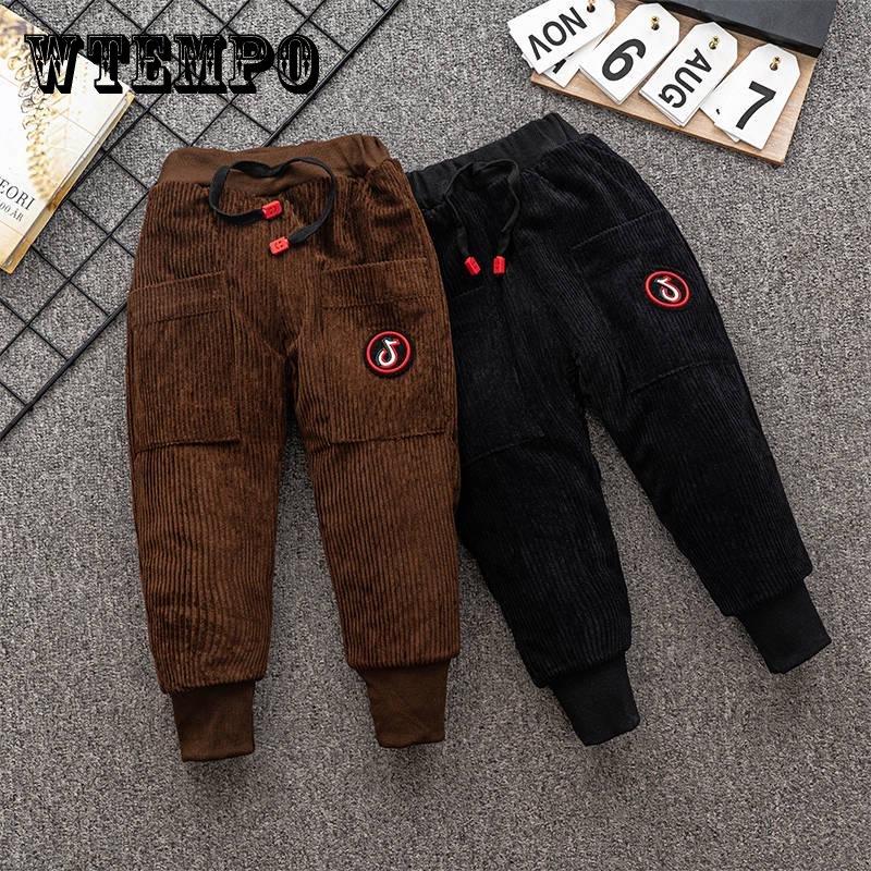 

Зимние плюшевые штаны для мальчиков, хлопковая теплая одежда для подростков, праздничные мягкие брюки для маленьких девочек для детей