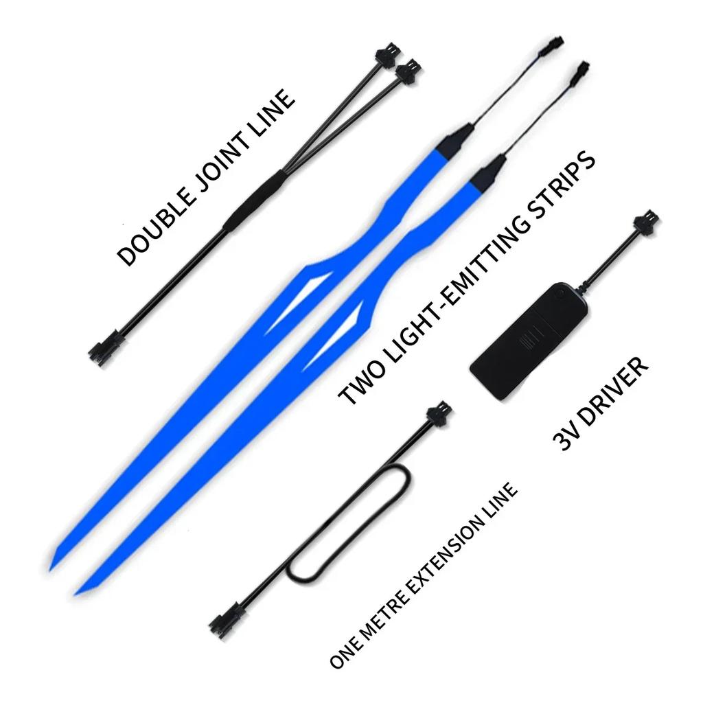 Motorcycle Helmet Cold Light Mod Kit Flashing Stripe Luminous Sticker LED Night Riding Lights Motorcycle Helmet Decoration