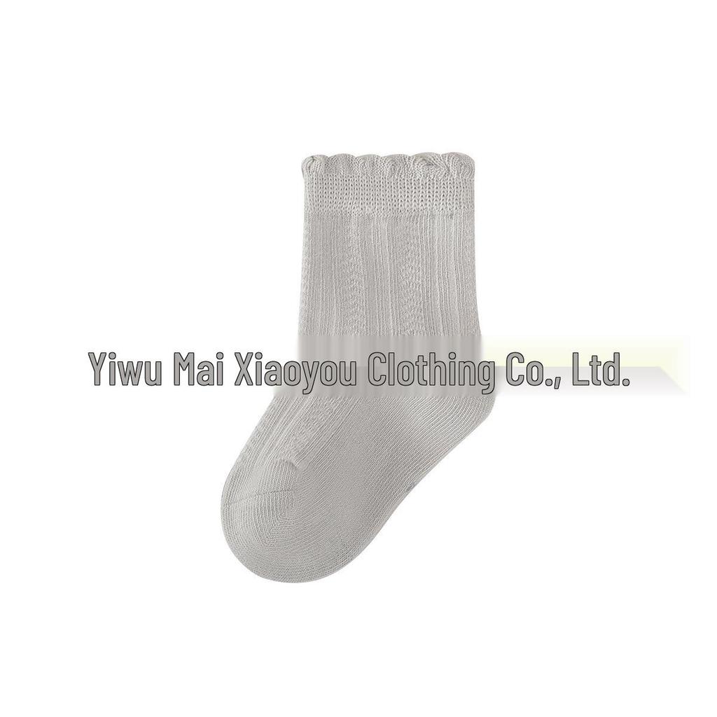 Infant Class A White Lace Princess Socks for 0-3 Years, Mid-Calf, Cotton, Suitable for Spring To Summer.
