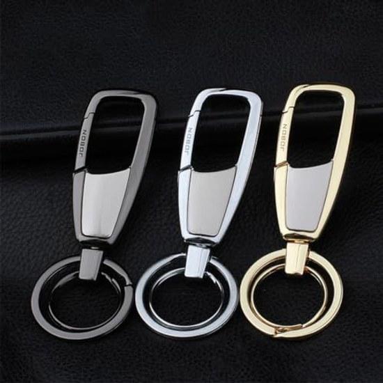 Rockyu Key Holder Mens Zinc Alloy Belt Hook Ring Simple Design Car Keys Stylish Smart Double Adult Men Gift Business