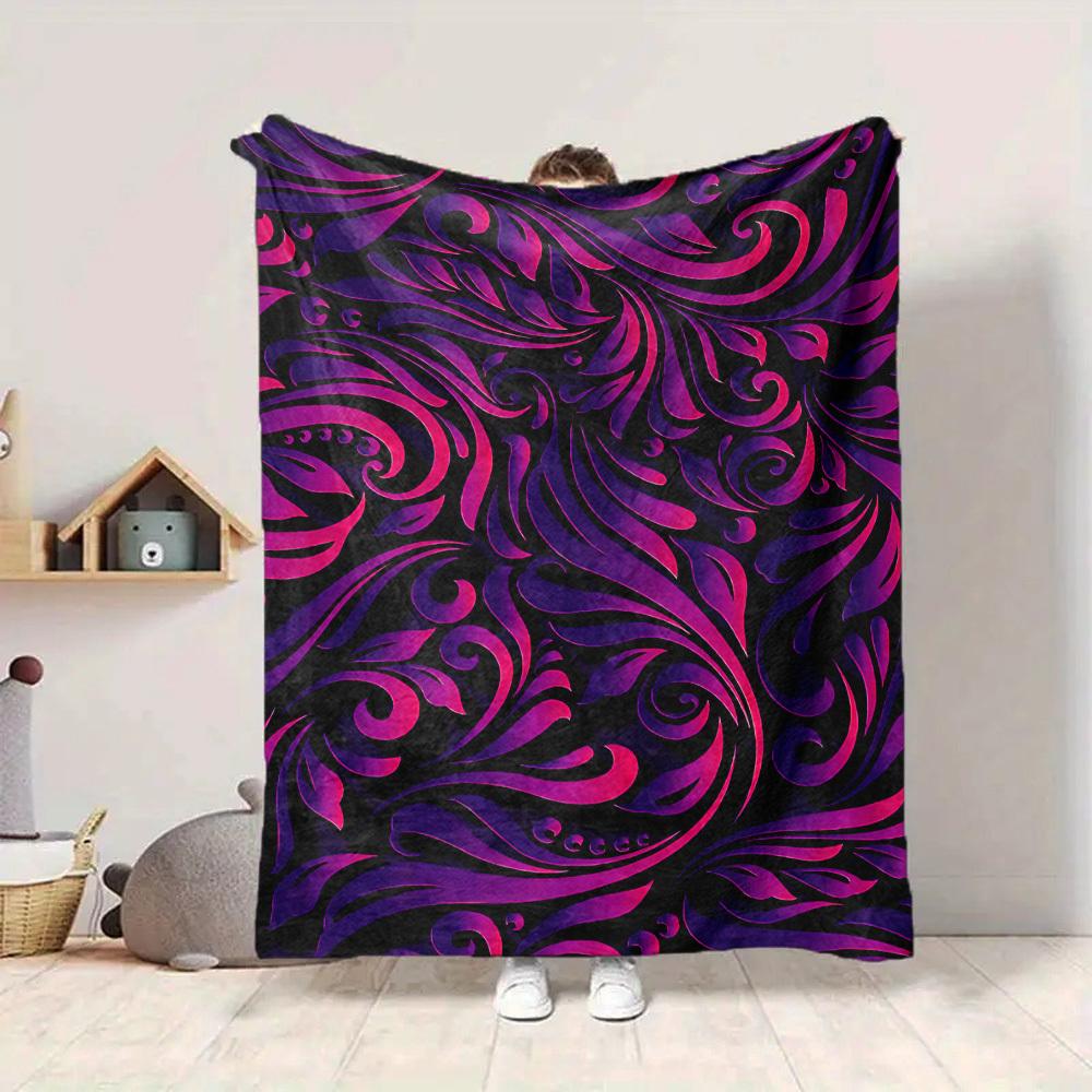 1pc Floral Patterns Blanket, Lightweight Flannel Throw Blanket for Sofa, Bed, Travel, Camping, Living Room, Office, Couch056