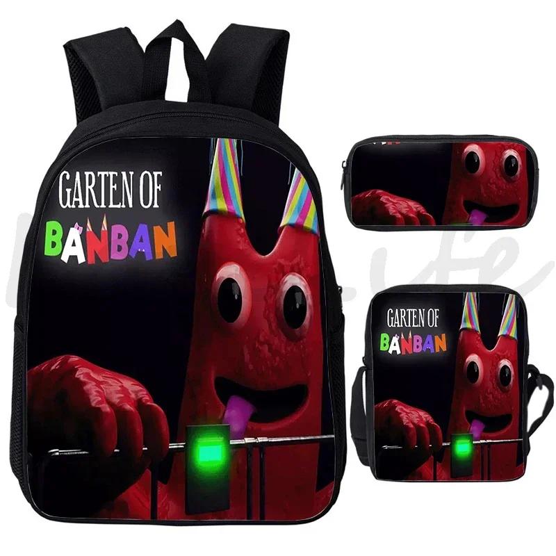 3Pcs/set Garten Of BanBan Backpack Anime Game School Bags Boys Girls Bookbag Cartoon Large Capacity Children Schoolbag Mochila