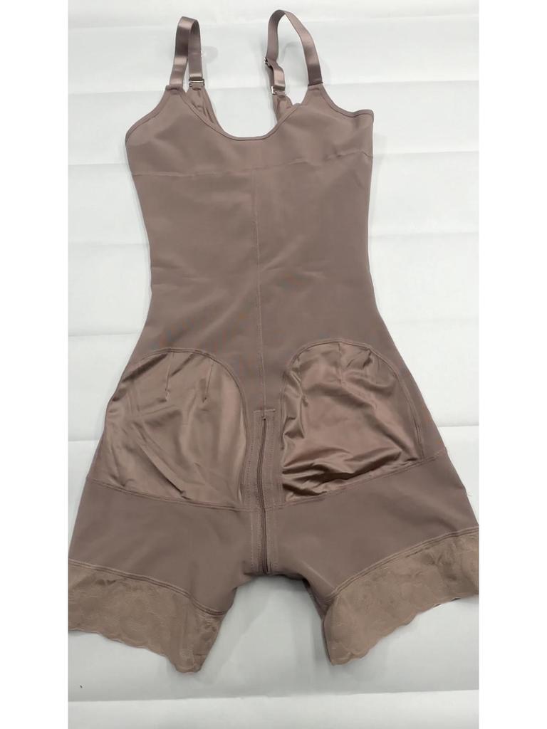 Plus Size Body Shaping Bodysuit with Tummy Control, Butt Lift, Adjustable Straps & Open Crotch