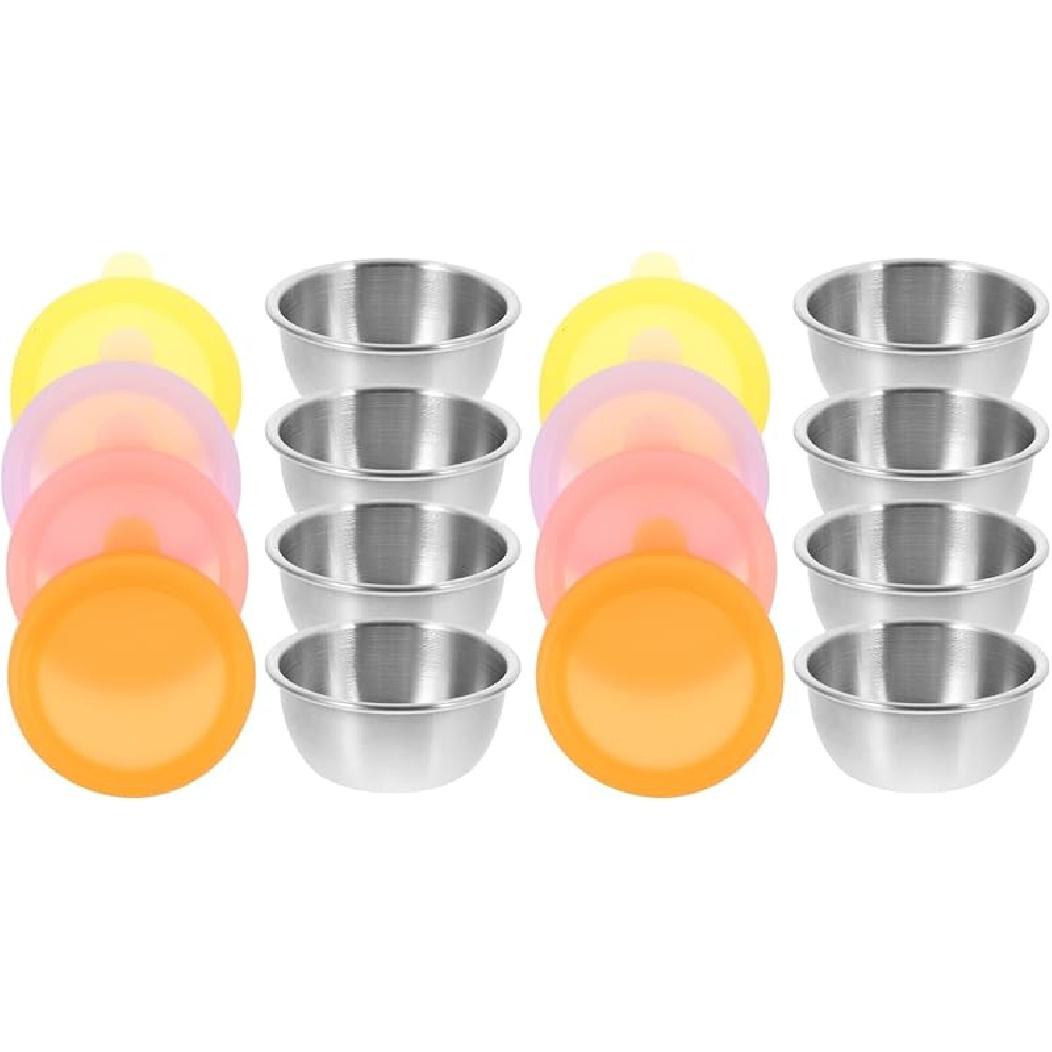 

Unomor 8 Pcs Stainless Steel Dipping Bowls with Silicone Lids - Versatile Sauce Dishes for Charcuterie Boards, Seasoning Plates, and Appetizer 7.5X6.5X3.3CMx2pcs