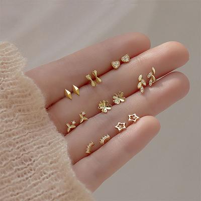 Small Golden Earrings for Women with Cold Style Exquisite Ear Bone Rings Simple Small and Versatile Earrings
