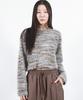 Deumakeu Rainbow Stripe Crop Long Sleeve Knit - Beige