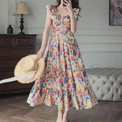 2023 Summer Floral One-Shoulder Designer Dress