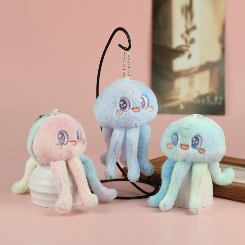 1Pcs Plush Cute Marine Animal Jellyfish Octopus Doll Keychain Bag Decoration Pendant Keychain Girl Bag Keychain Kawaii Keychain