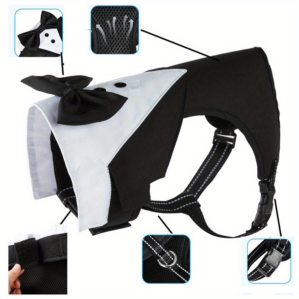 Harnais élégant pour chien smoking en polyester avec nœud papillon, gilet pour animal de compagnie en tricot pour petites, moyennes et grandes races, accessoire style gentleman