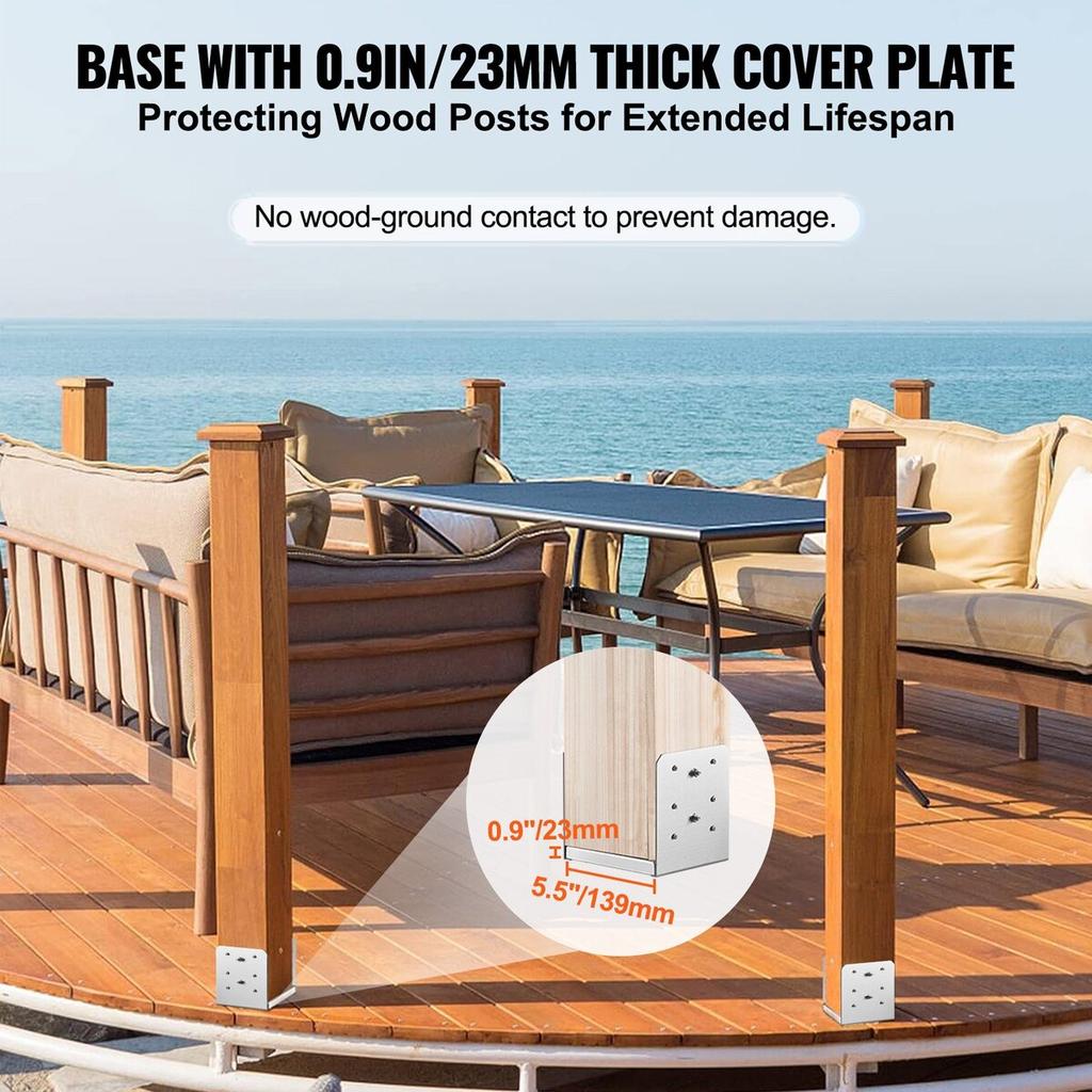 152.4x152.4 Post Base, 10Pcs Stainless Steel Adjustable Post Anchor Bracket(Internal 150 x 139.7), Adjustable Post Base for Pavilion Deck Porch
