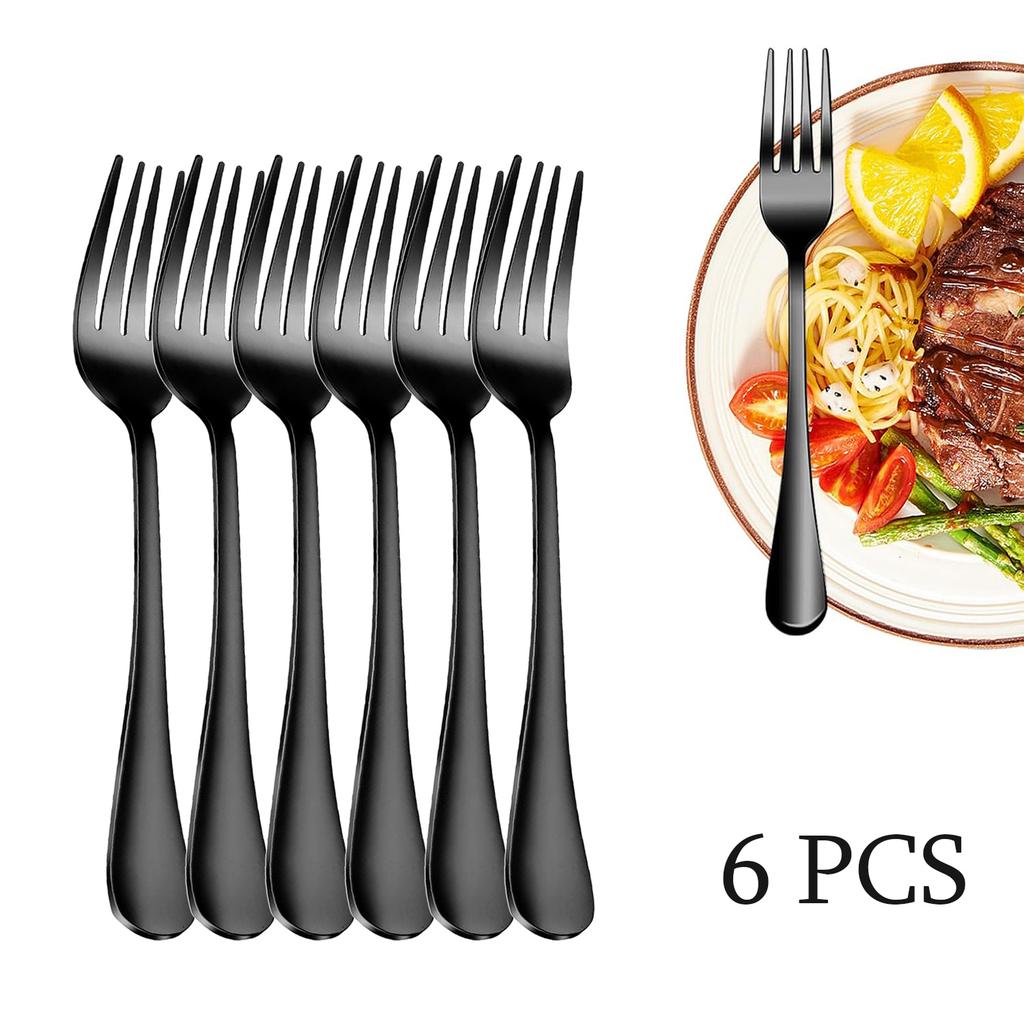 Dinner Forks Set of 6 Food Grade Stainless Steel Silverware Forks Mirror Finish Salad Forks, Use for Home,Kitchen or Restaurant, 8 Inches