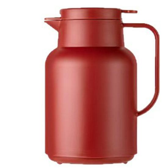 Großer Roter Thermoskanne mit Glaseinsatz - Thermoisolierter Heiß-/Kaltwasser-Kessel mit Ein-Knopf-Spender für Wohnheimstudenten.