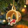 1Pcs Christmas Cartoon Dachshund Dog Ornament Cup Acrylic Pendant Christmas Tree Hanging Decoration Car Interior Decor
