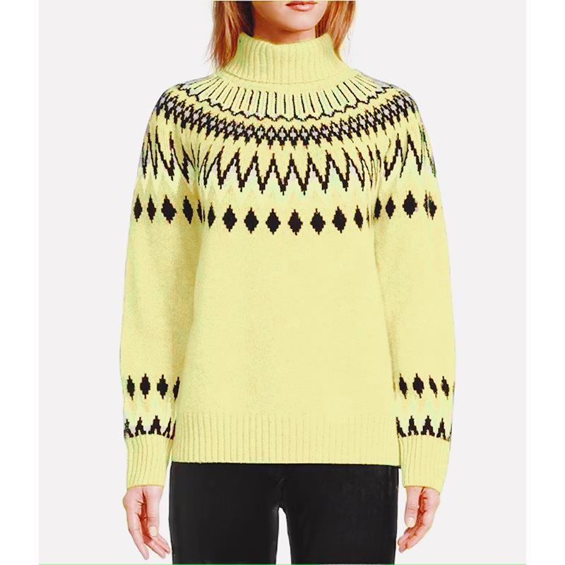 Women's Slim Fit Color Block Knitted Pullover Sweater for Fall and Winter