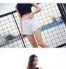 High-Waisted Elastic Denim A-Line Shorts for Women - Summer 2026 Collection, Loose Fit, Frayed Hem, Versatile and Slimming Design.