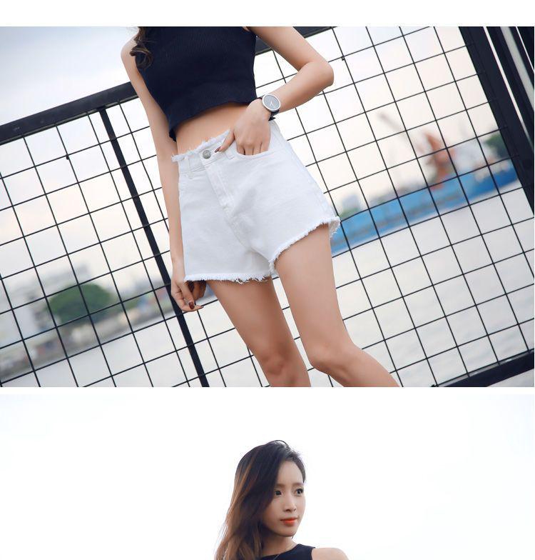 High-Waisted Elastic Denim A-Line Shorts for Women - Summer 2026 Collection, Loose Fit, Frayed Hem, Versatile and Slimming Design.