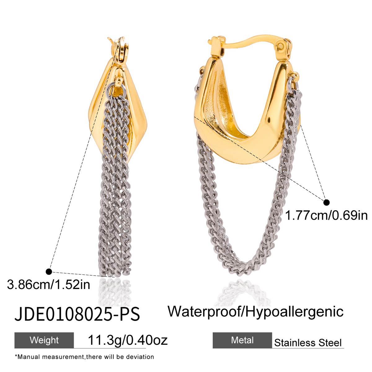 

Youthway Mixed Color Tassel Earrings For Women U Shape Gold Plated Stainless Steel Clip Earrings Fashion Jewelry Girls Gift