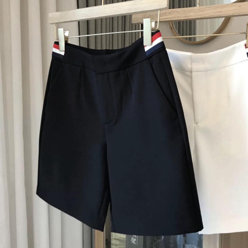 Women's European-Style White Wide-Leg Summer Shorts - Slim Fit, Casual Five-Point Pants.