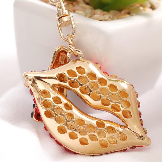 Rhinestone Lip Keychain Pendant Diamond Lip & Lipstick Bag Charm Sparkling Lip Pendant for Women Girls