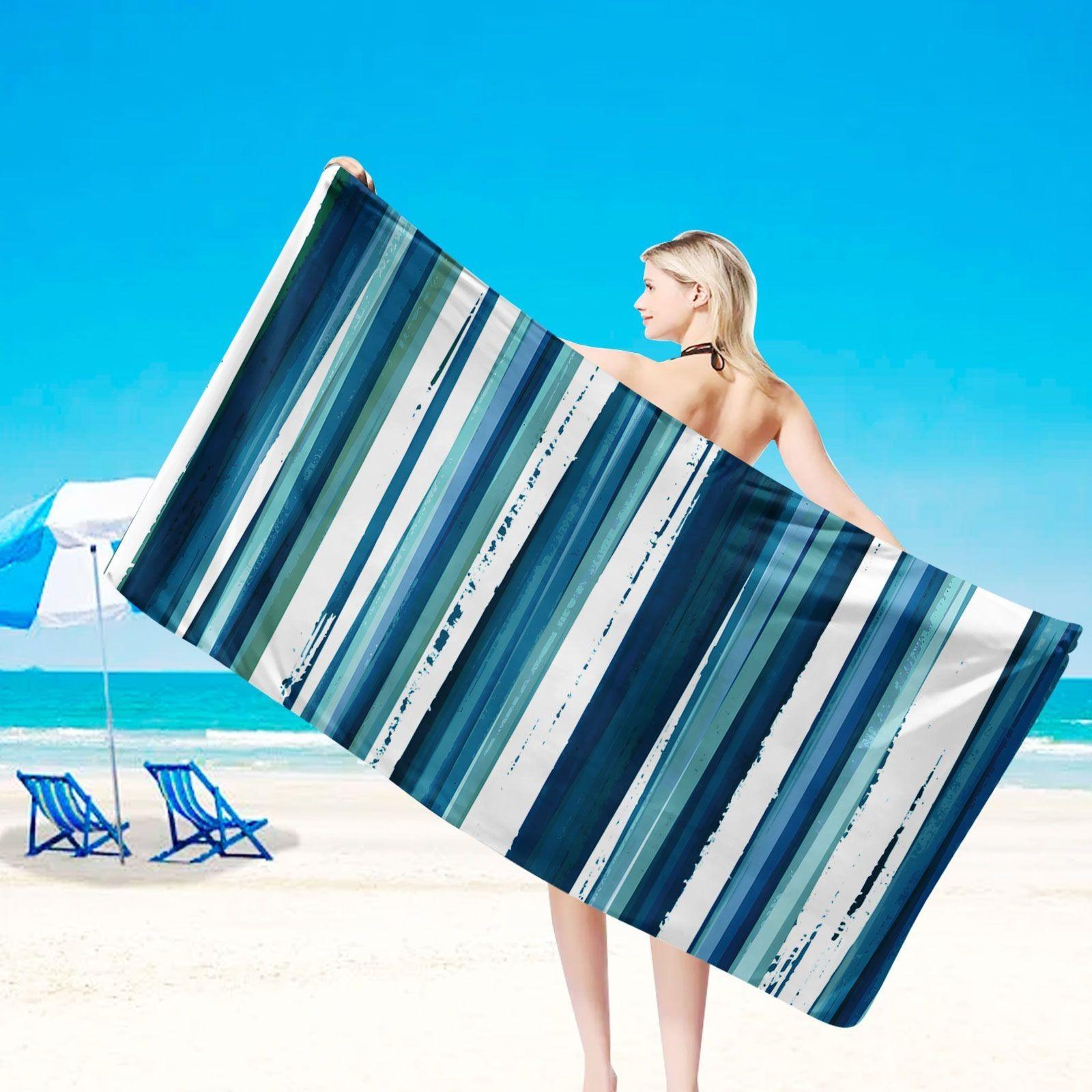 

Coastal Striped Beach Towel Patterned Sunscreen And Windproof Suitable For Swimming Pool Camping Travel Blanket W30*H60(CM)
